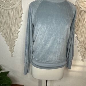Sundry Dusty Blue Crew Neck Sweatshirt Soft Velour Cozy Fit size 1